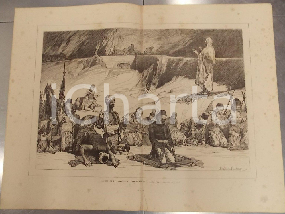 Stampa, bozzetto originale 1886 MERVEILLES DE L ART MODERNE Benjamin CONSTANT La guerre en Orient Stampa 1