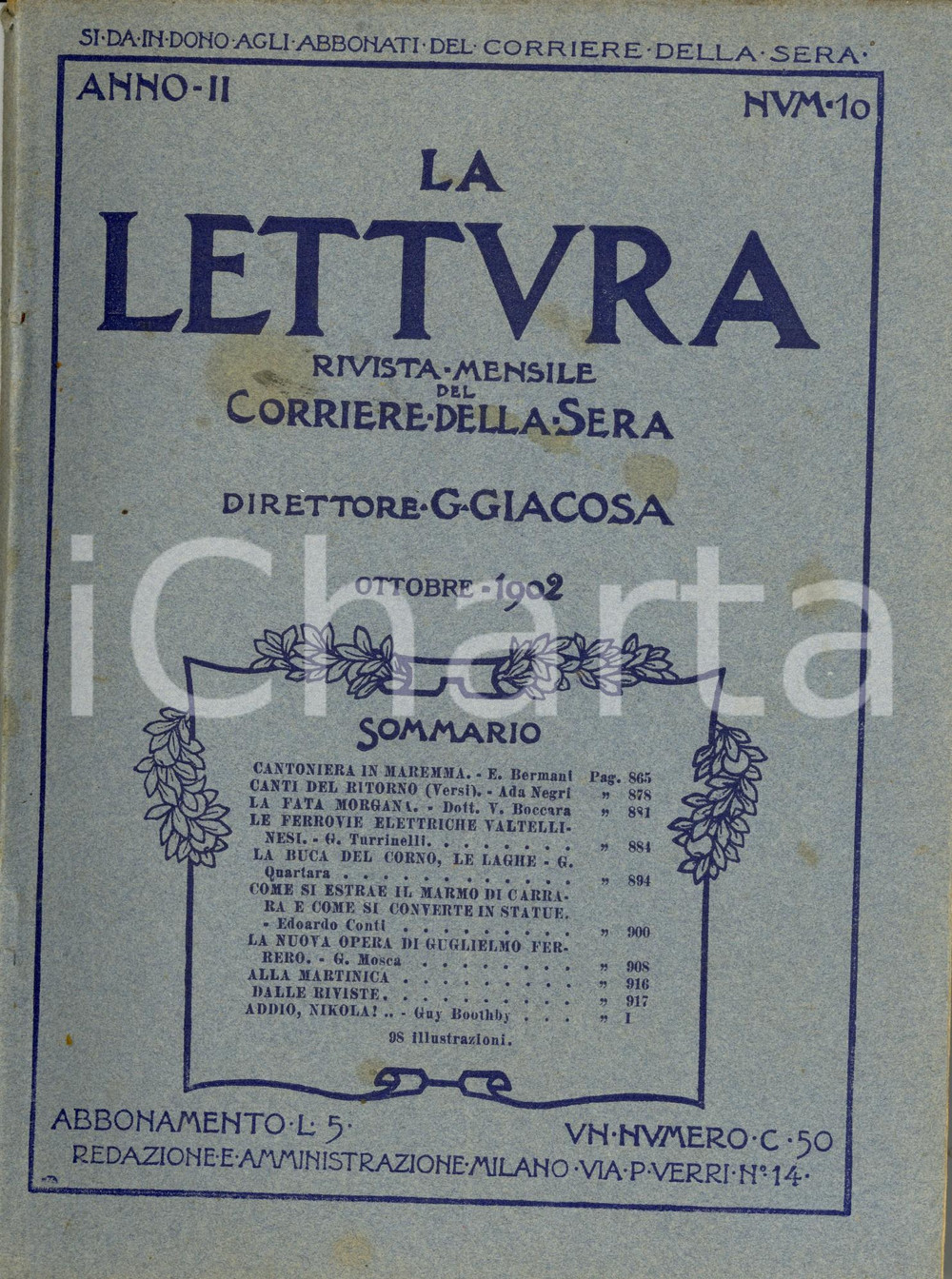 Giornale, rivista storica 1902 LA LETTURA Le ferrovie elettriche valtellinesi ILLUSTRATA Anno II n° 10 1