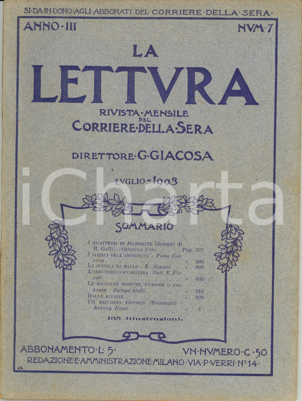 Giornale, rivista storica 1903 LA LETTURA L industria saccarifera europea Rivista ILLUSTRATA Anno III n°7 1