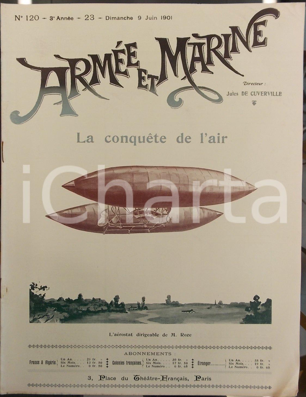 Giornale, rivista storica 1901 ARMEE ET MARINE Aérostat à la conquête de l air Revue année III n° 120 1