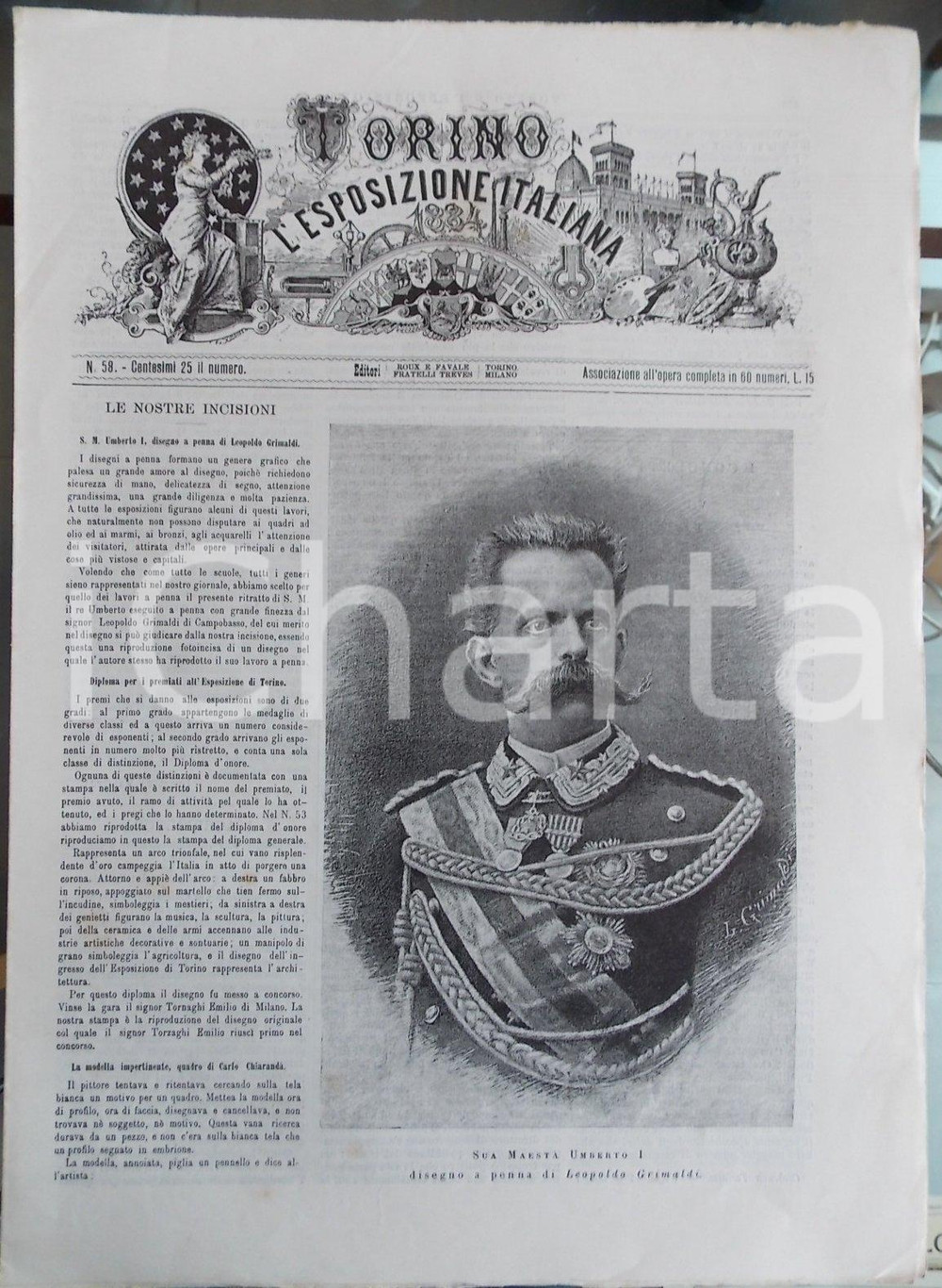 Giornale, rivista storica 1884 TORINO E L ESPOSIZIONE ITALIANA n° 58 Agricoltura nelle gallerie estrattive 1