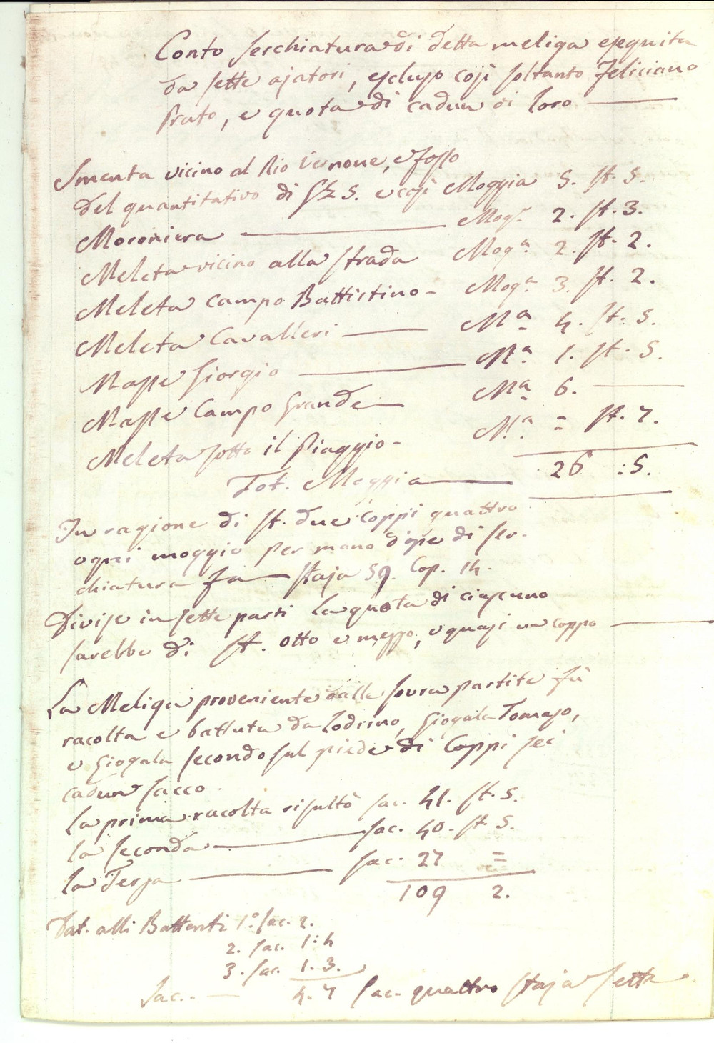 Documento originale, autentico 18451848 GAVI AL Registro semina e raccolta della meliga Manoscritto 74 pp. 1