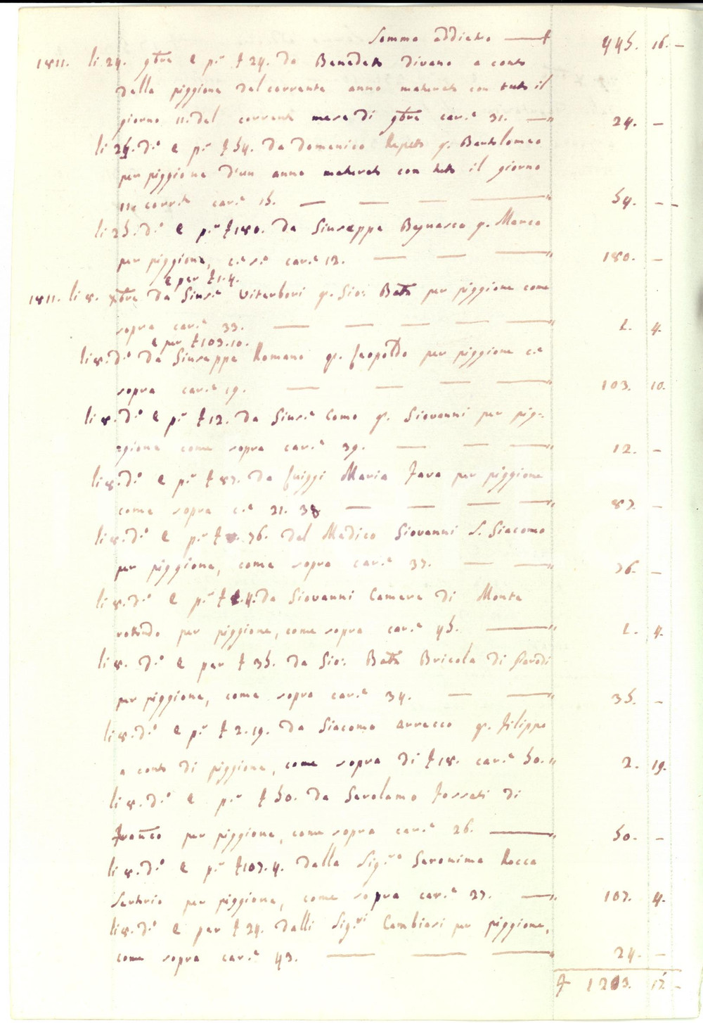 Documento originale, autentico 1804-1813 GAVI (AL) Registro affittuari di nobile famiglia *Manoscritto 60 pp. 1