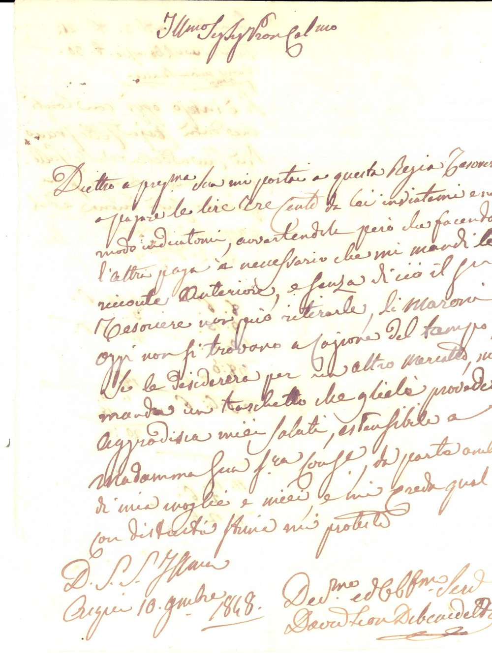 Documento originale, autentico 1848 ACQUI TERME AL Ebreo Leon DEBENEDETTI non trova castagne per maltempo 1