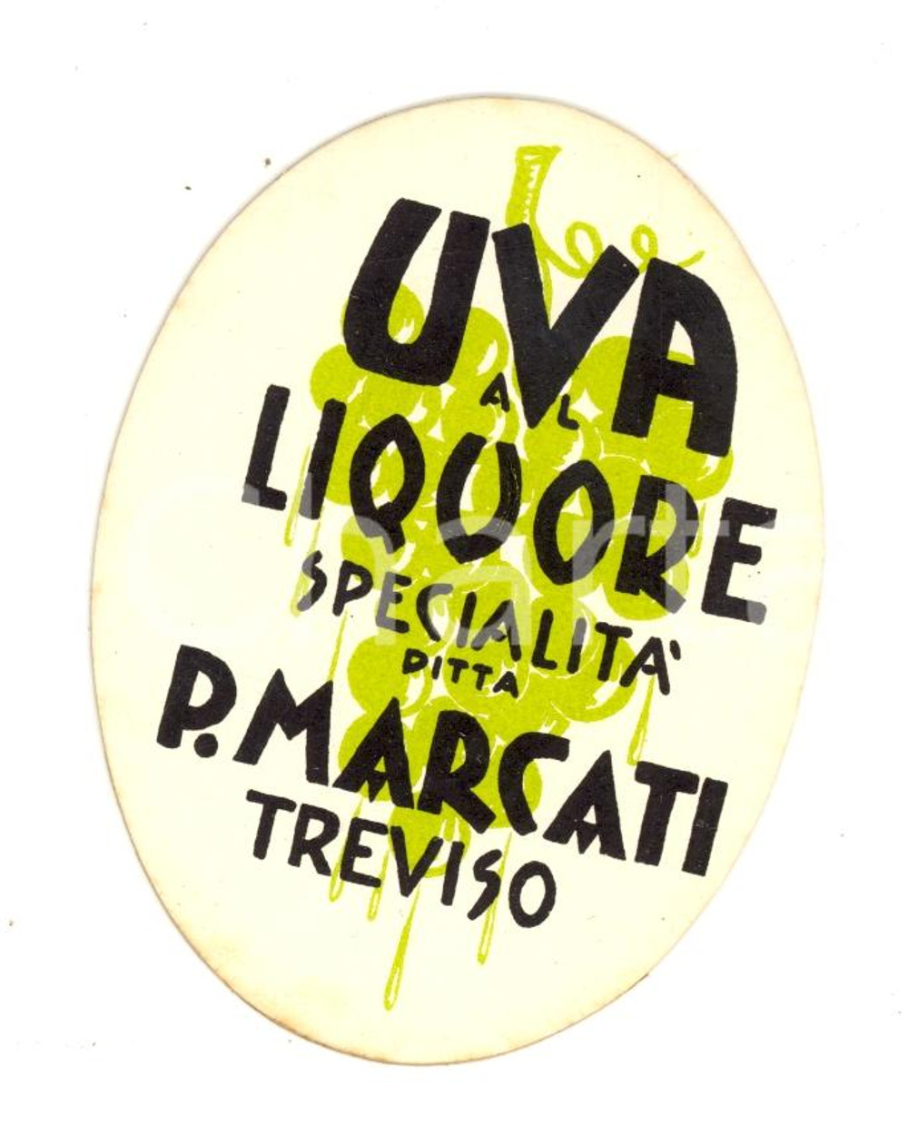 Materiale pubblicitario d’epoca 1920 ca TREVISO Ditta Pietro MARCATI  Uva al liquore Cartoncino 1