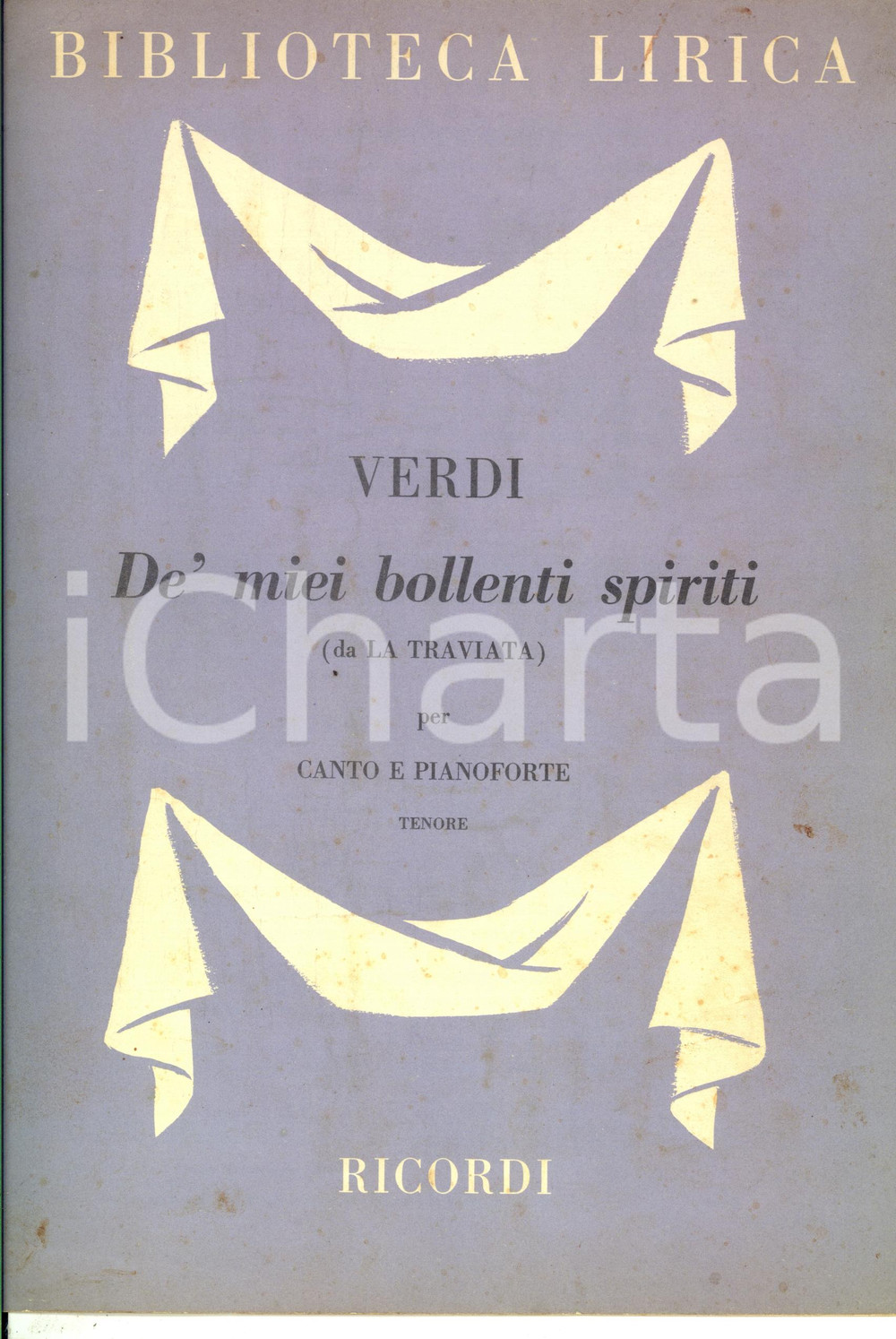 Oggetto da collezione cartaceo 1930 ca MILANO Giuseppe VERDI De' miei bollenti spiriti - Partitura *Ed. RICORDI 1