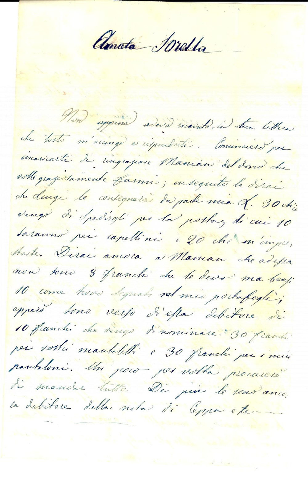 Documento originale, autentico 1860 ca ALESSANDRIA Giuseppe VASSALLO su un brutto pretendente della sorella 1