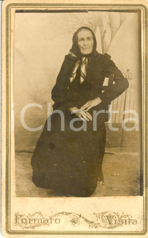 Fotografia d epoca originale 1910 ca COMO Ritratto di Carolina BONGIOVANNI anziana con foulard Foto 1