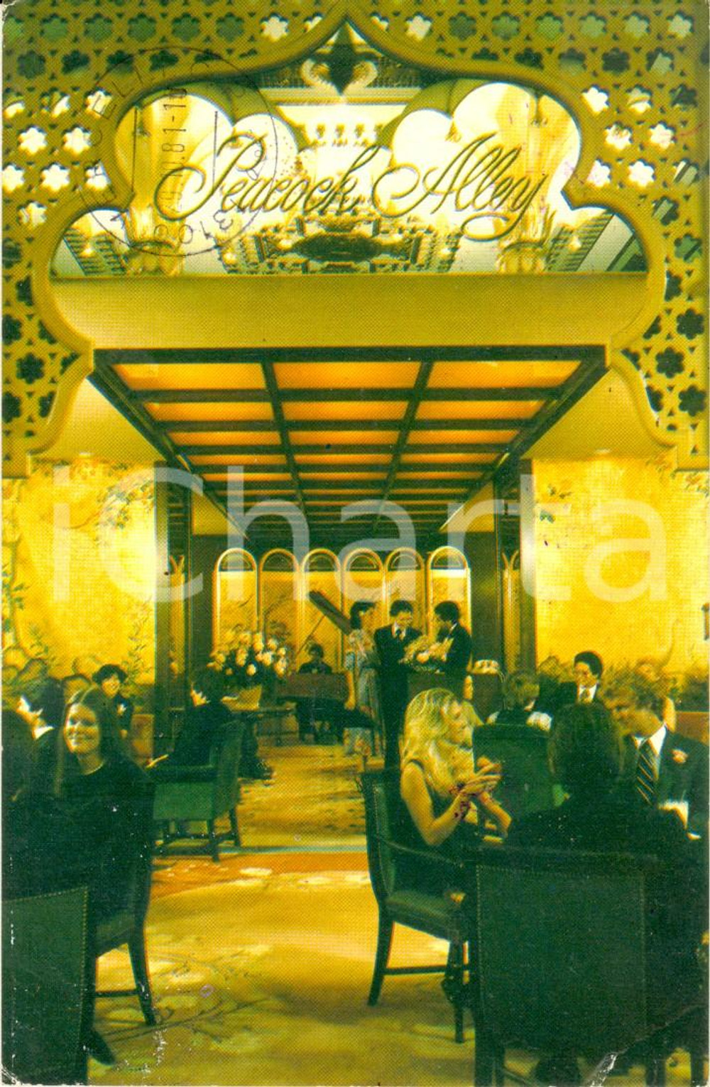 Cartolina originale da collezione 1981 NEW YORK - PEACOCK ALLEY in WALDORF ASTORIA Hotel *Postcard FP VG 1