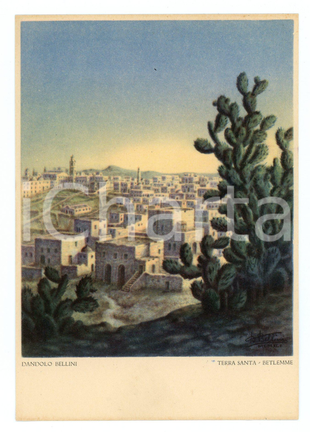 Cartolina originale da collezione 1941 BETLEMME Terra Santa Illustrazione Dandolo BELLINI *Cartolina postale FG NV 1