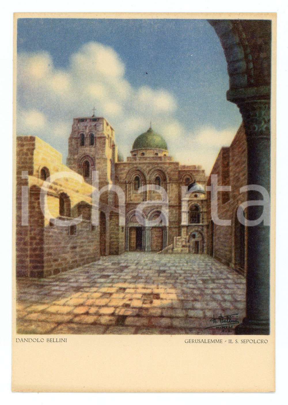 Cartolina originale da collezione 1941 GERUSALEMME Santo Sepolcro - Illustrazione Dandolo BELLINI *Cartolina FG NV 1