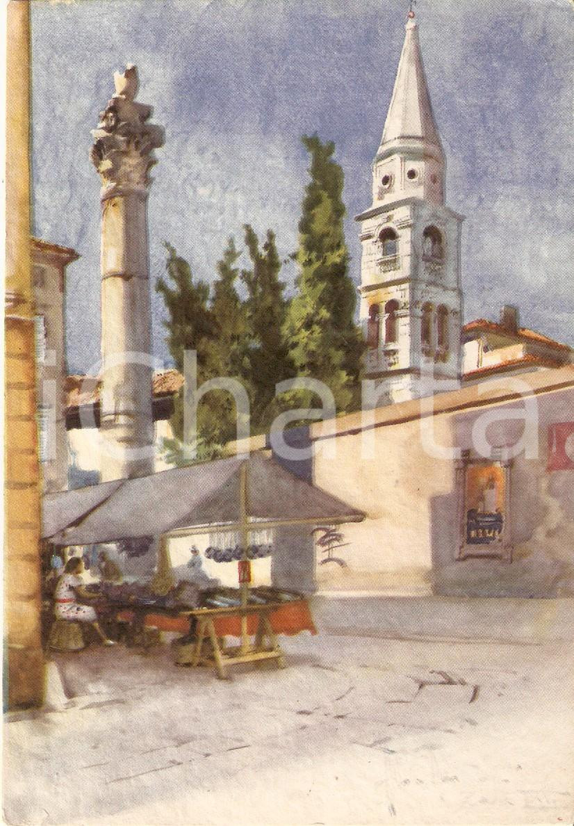 Cartolina originale da collezione 1960 ca ZARA CROAZIA Piazza delle Erbe  Sigarette CALYPSO Cartolina FG NV 1