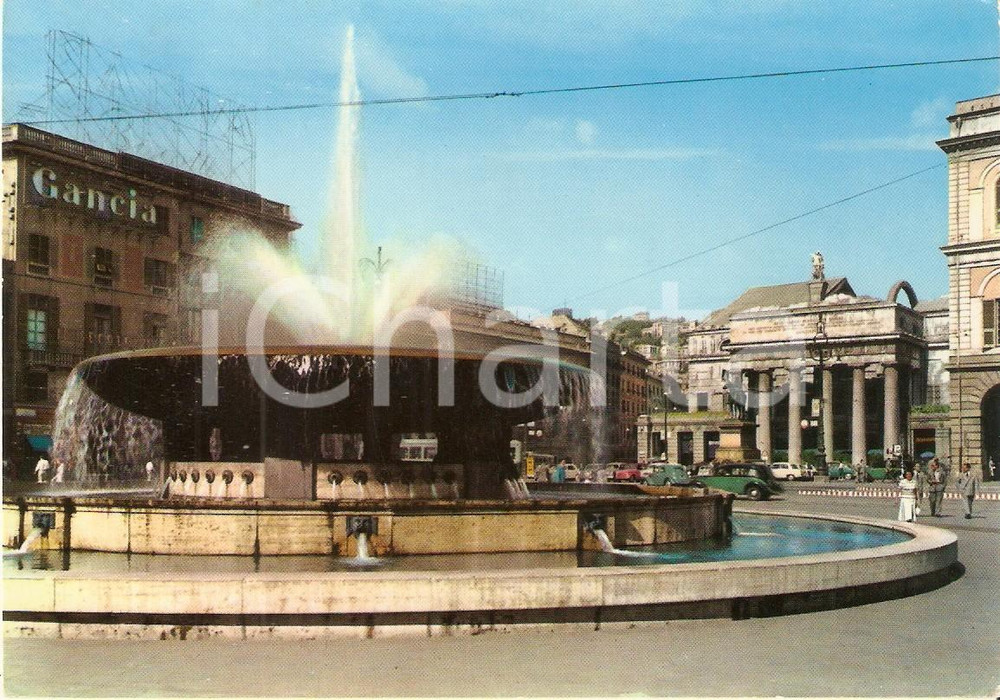 Cartolina originale da collezione 1962 GENOVA Piazza DE FERRARI Teatro Carlo Felice e Insegna GANCIA ^Cartolina FG 1
