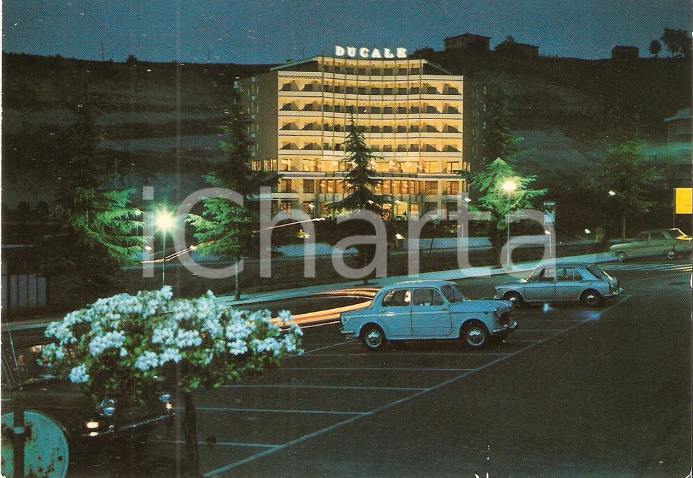 Cartolina originale da collezione 1975 ca TABIANO TERME PR Panorama notturno con Hotel Ducale Cartolina FG NV 1