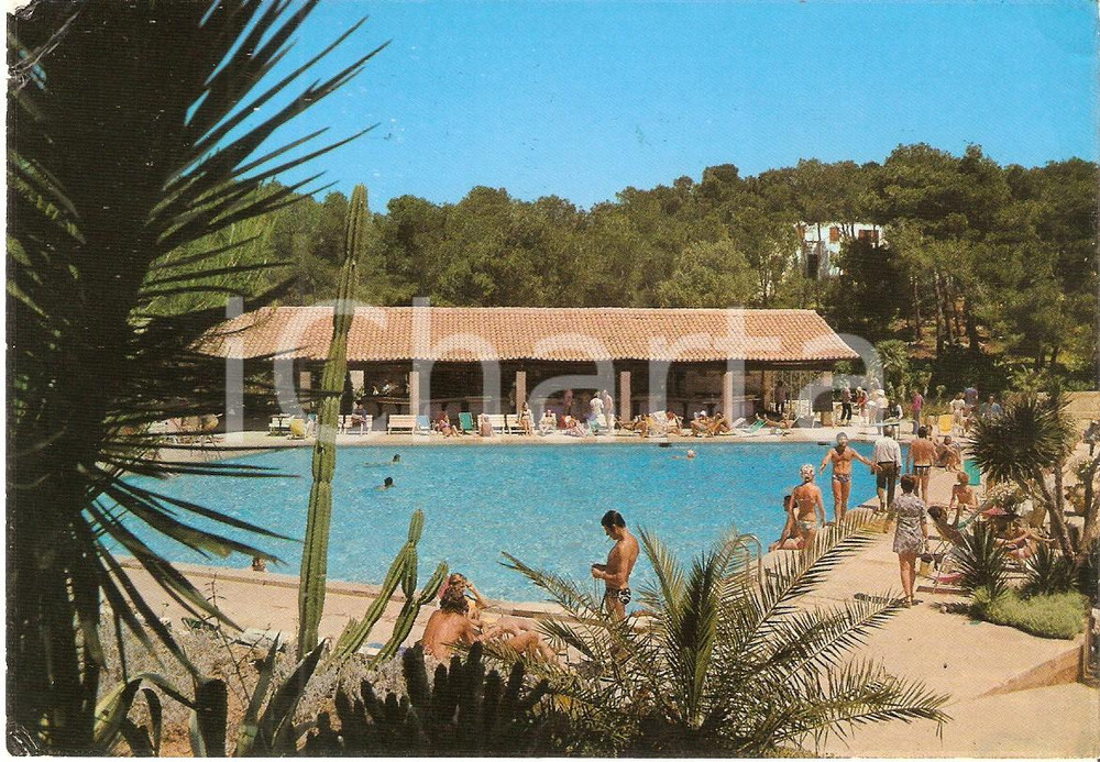 Cartolina originale da collezione 1974 PORTO PETRO - ISLAS BALEARES Piscina del Club Méditerranée *Cartolina FG VG 1