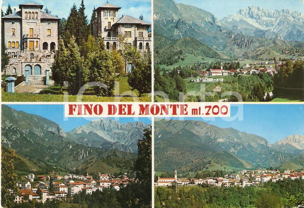 Cartolina originale da collezione 1975 FINO DEL MONTE BG Vedutine del paese Cartolina FG VG 1