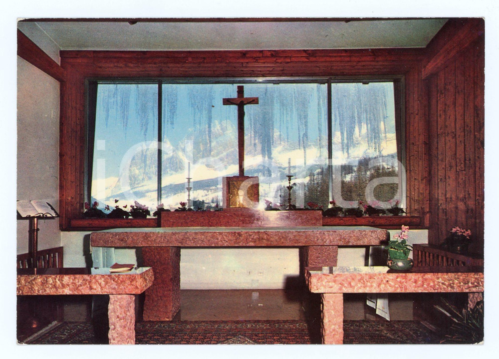 Cartolina originale da collezione 1977 CORTINA D'AMPEZZO BL Cappella ORSOLINE SACRO CUORE Parco FALORIA Cartolina 1