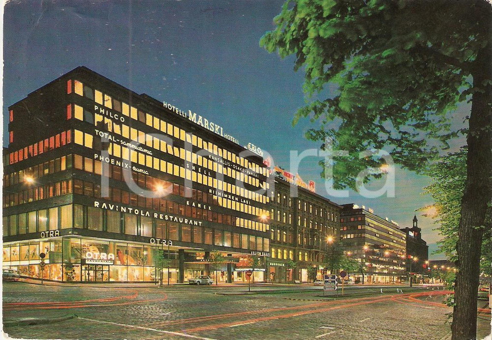 Cartolina originale da collezione 1969 HELSINKI (FINLANDIA) Panorama con Hotel MARSKI *Cartolina FG VG 1