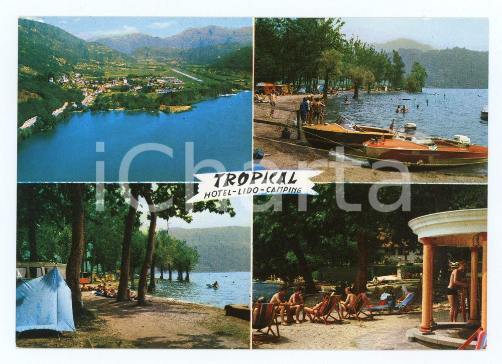 Cartolina originale da collezione 1970 ca AGNO SVIZZERA Hotel Lido TROPICAL Vedutine Cartolina VINTAGE FG NV 1