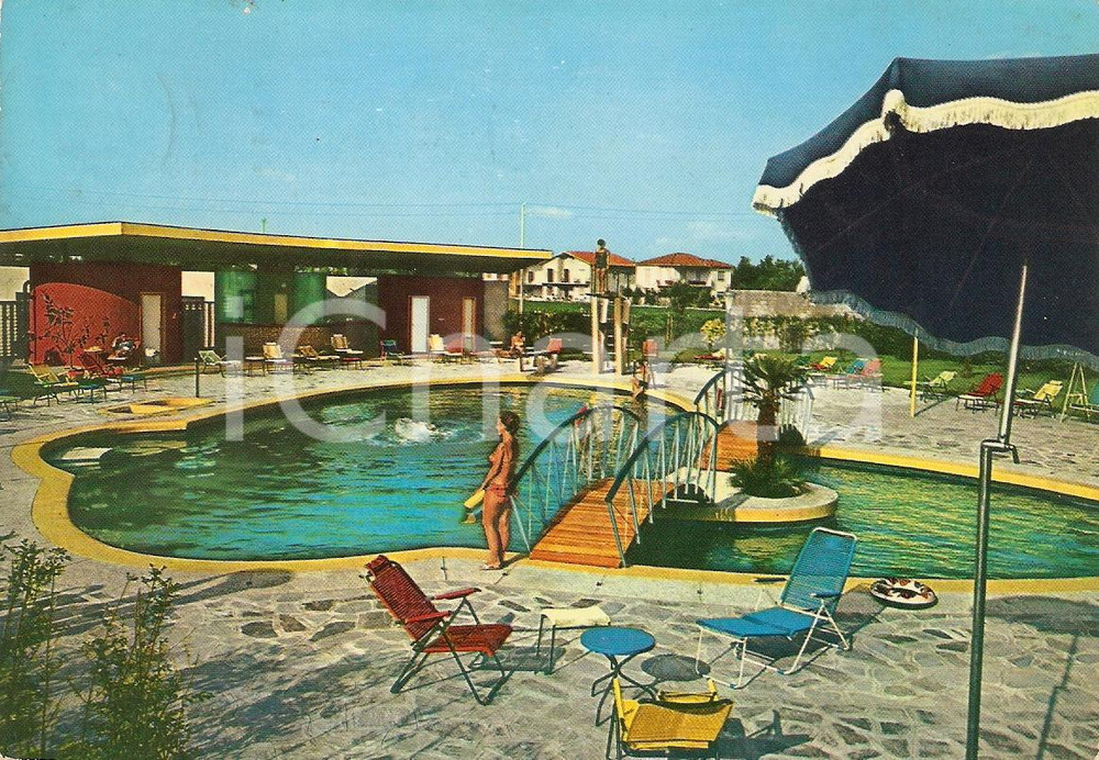 Cartolina originale da collezione 1963 ABANO TERME PD Hotel EUROPA Tuffo nella Piscina termale Cartolina VINTAGE 1