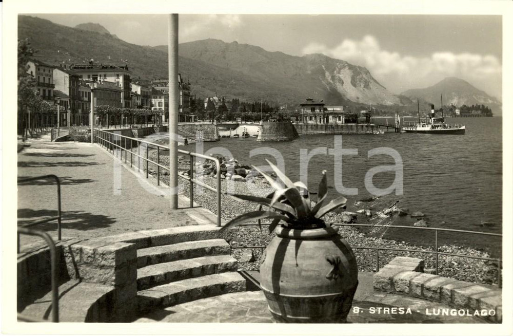 Cartolina originale da collezione 1941 STRESA VB Veduta del lago MAGGIORE con battello dal lungolago FP NV 1