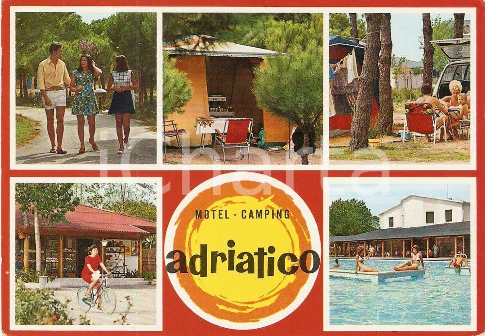 Cartolina originale da collezione 1971 JESOLO PINETA VE Motel Camping Adriatico  Vedutine Cartolina FG VG 1