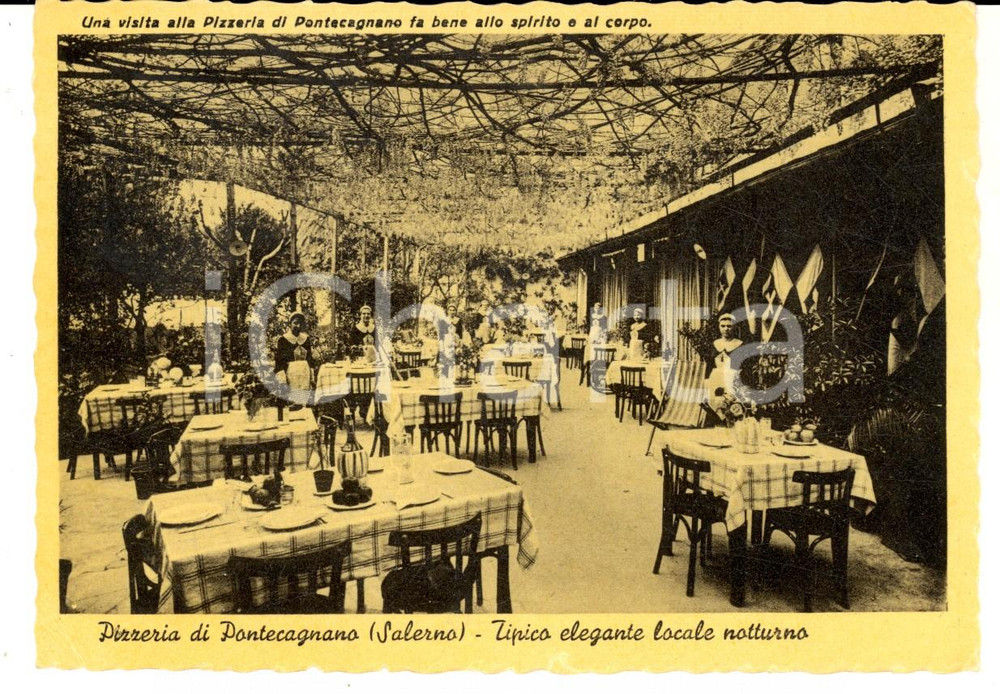Cartolina originale da collezione 1950 ca PONTECAGNANO SA Pizzeria e locale notturno di Edoardo NEGRI Cartolina 1