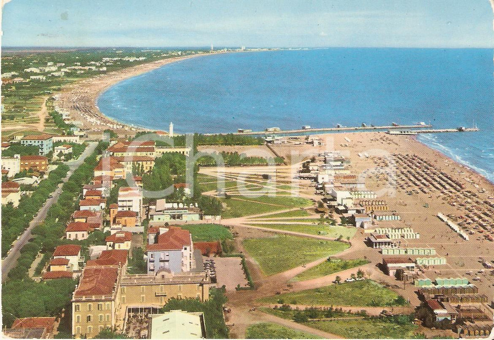 Cartolina originale da collezione 1969 CESENATICO FC Spiaggia vista dall aereo Cartolina FG VG 1