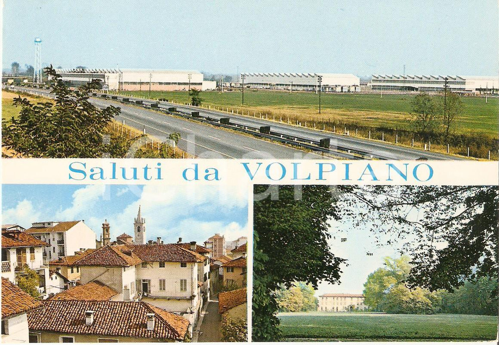 Cartolina originale da collezione 1975 ca VOLPIANO TO Vedutine con zona industriale e capannoni Cartolina FG NV 1