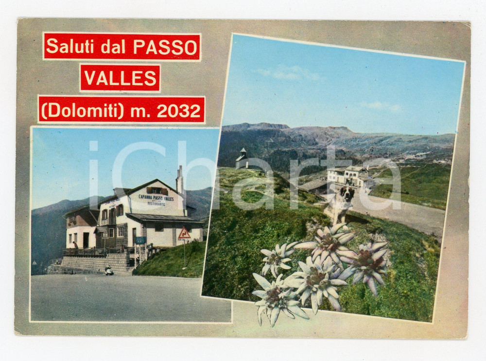 Cartolina originale da collezione 1970 TRENTO Capanna ristorante PASSO VALLES sulle DOLOMITI Cartolina FG VG 1
