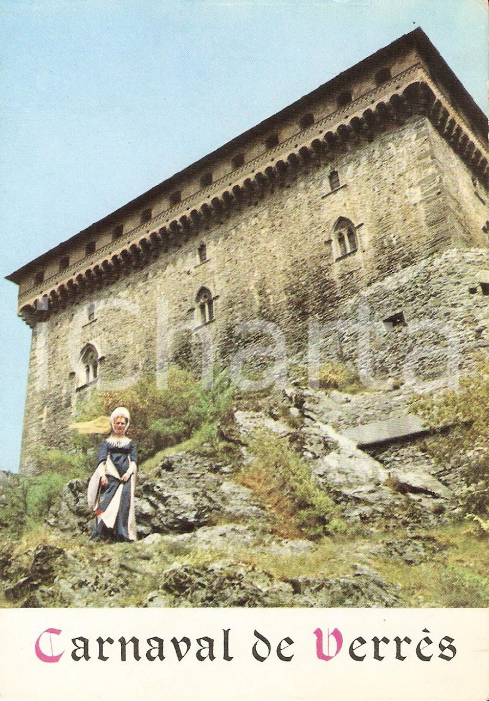 Cartolina originale da collezione 1960 ca VERRES (AO) Carnevale storico *Cartolina FG NV 1