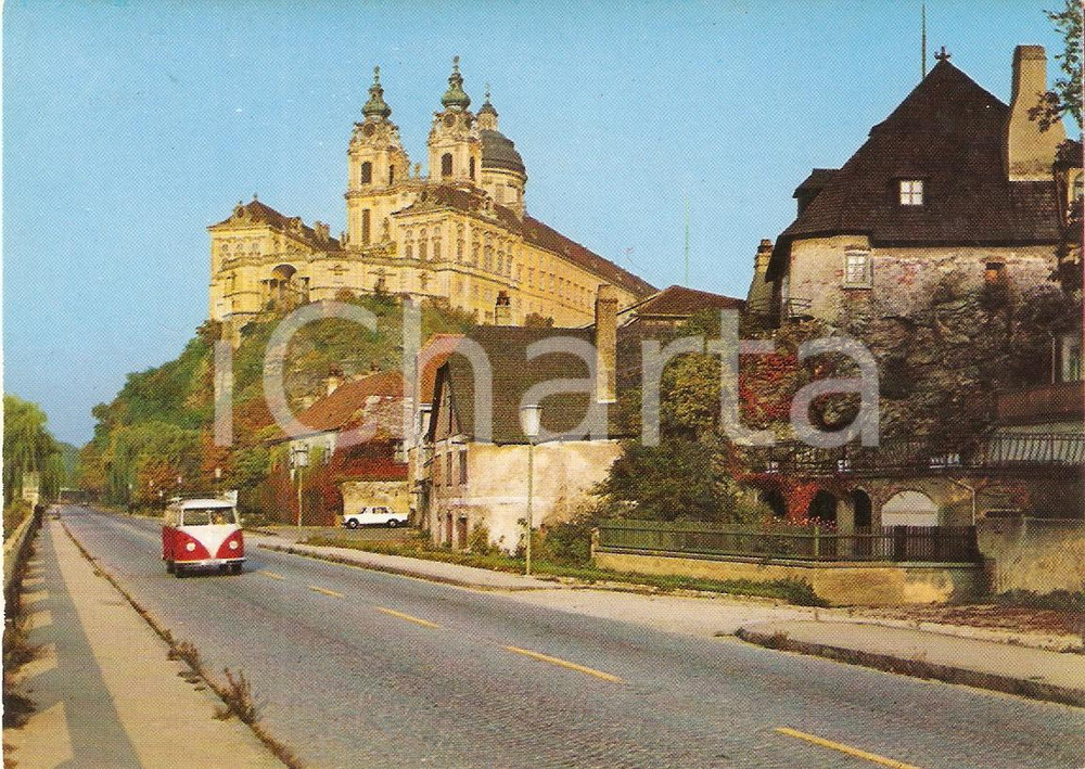 Cartolina originale da collezione 1970 ca MELK AUSTRIA Il monastero Benedettino BENEDIKTINERSTIFT Cartolina FG 1
