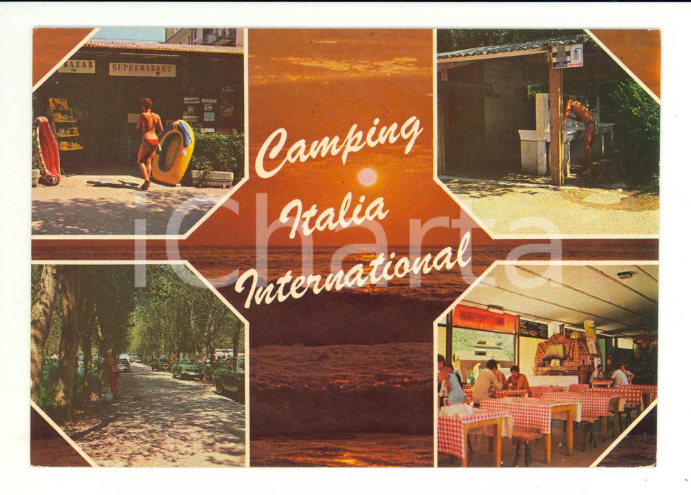 Cartolina originale da collezione 1970 ca RIMINI VISERBA Camping ITALIA INTERNATIONAL Cartolina VINTAGE FG NV 1