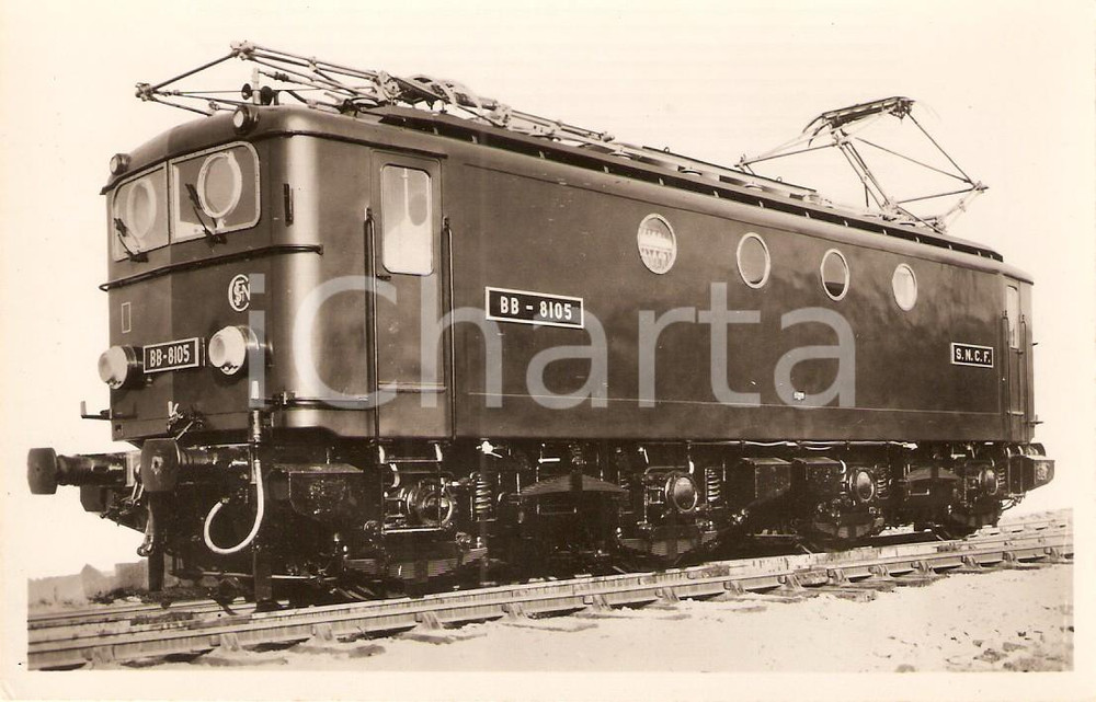Cartolina originale da collezione 1950 FRANCE  SNCF Electric locomotive BB 8105 Scheda tecnica 1