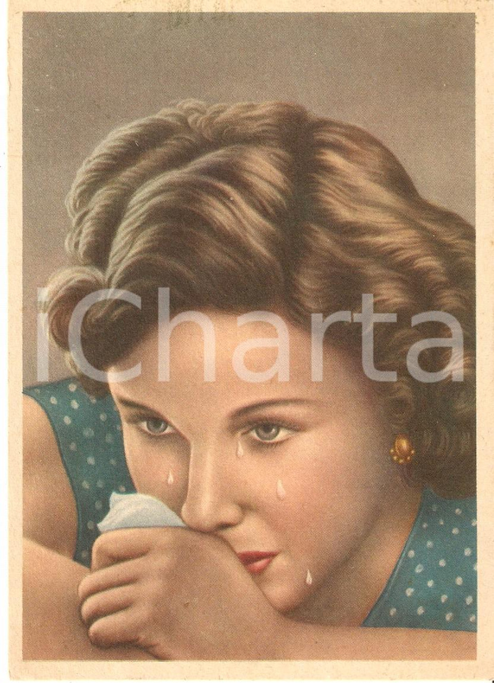 Cartolina originale da collezione 1960 ca ROMA Opera Pro Derelitti Padre Guido - Donna in lacrime *Cartolina FG NV 1
