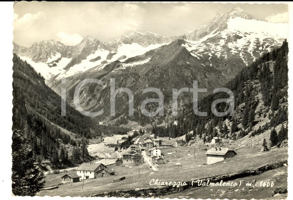 Cartolina originale da collezione 1955 CHIAREGGIO SO Veduta generale CHIESA VALMALENCO Cartolina postale FG VG 1