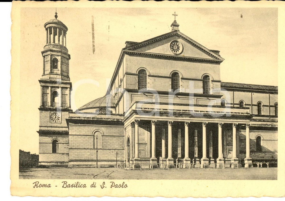 Cartolina originale da collezione 1937 ROMA Basilica di SAN PAOLO *Cartolina al conte Tito MURARI BRA FG VG 1