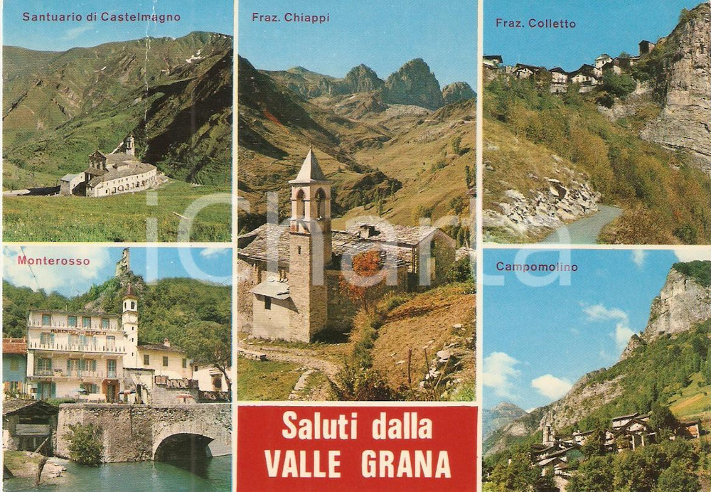 Cartolina originale da collezione 1976 VALLE GRANA CN Vedutine con Campomolino CHIAPPI Colletto Cartolina FG VG 1