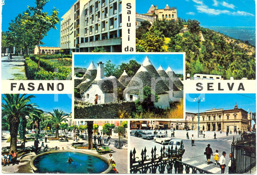 Cartolina originale da collezione 1965 ca FASANO (BR) Vedutine di SELVA con trulli Grand Hotel Terme *Cartolina FG 1