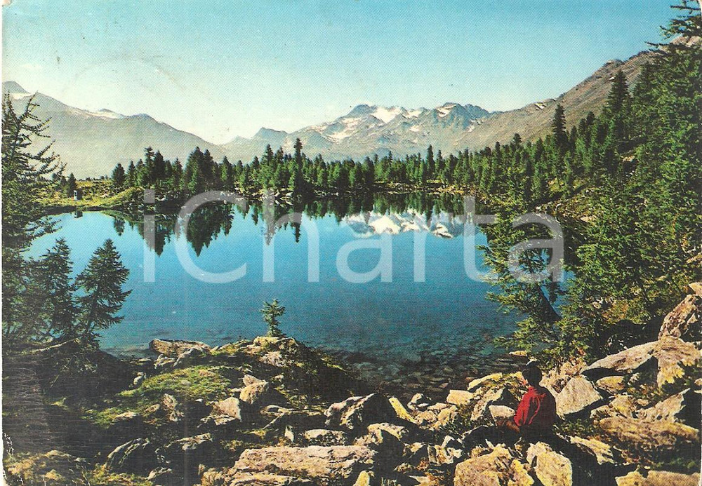 Cartolina originale da collezione 1964 MADESIMO SO MOTTA e Lago Azzurro Cartolina animata FG VG 1