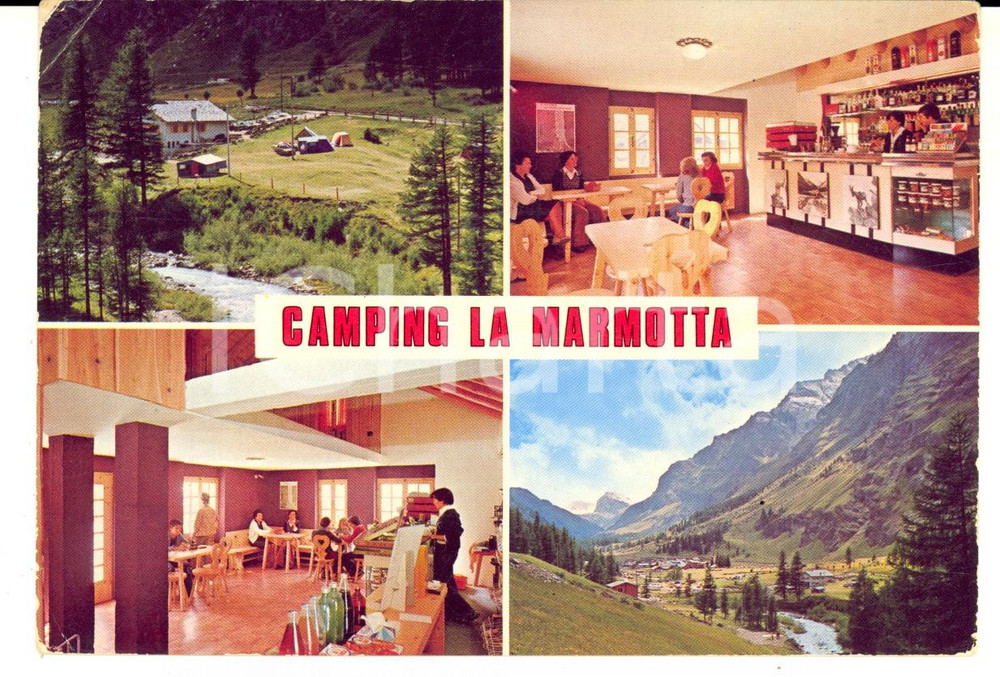 Cartolina originale da collezione 1977 RHEMESNOTREDAME Vedutine Camping LA MARMOTTA Cartolina DANNEGGIATA 1