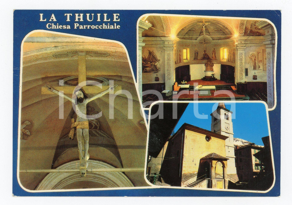 Cartolina originale da collezione 1970 ca LA THUILE AO Chiesa Parrocchiale SAN NICOLA Vedutine Cartolina FG NV 1