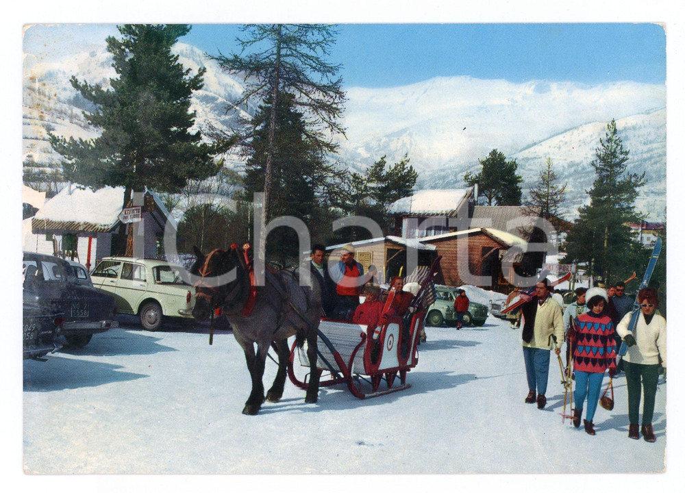 Cartolina originale da collezione 1983 BARDONECCHIA TO Campo SMITH  Slitta e sciatori Cartolina VINTAGE FG VG 1