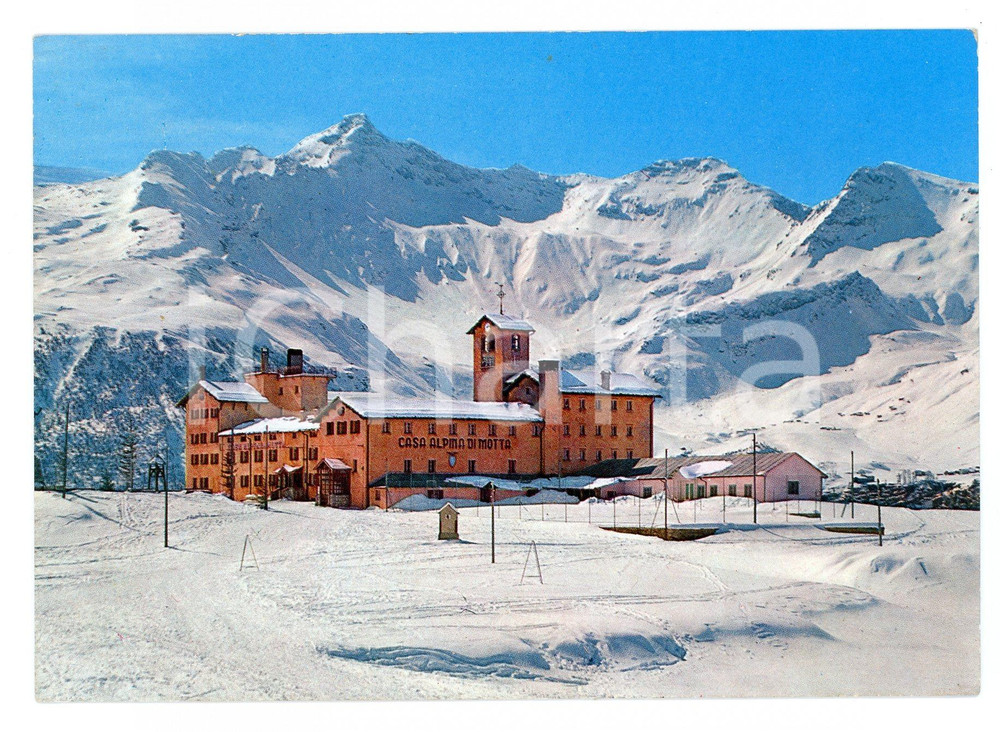 Cartolina originale da collezione 1966 CAMPODOLCINO SO Casa Alpina di MOTTA Panorama innevato Cartolina FG VG 1