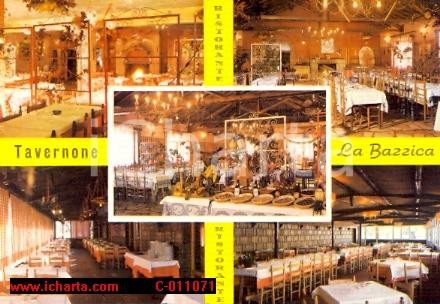 Cartolina originale da collezione 1975 ca GROTTAFERRATA RM Ristorante TAVERNONE LA BAZZICA Vedutine Vintage FG 1