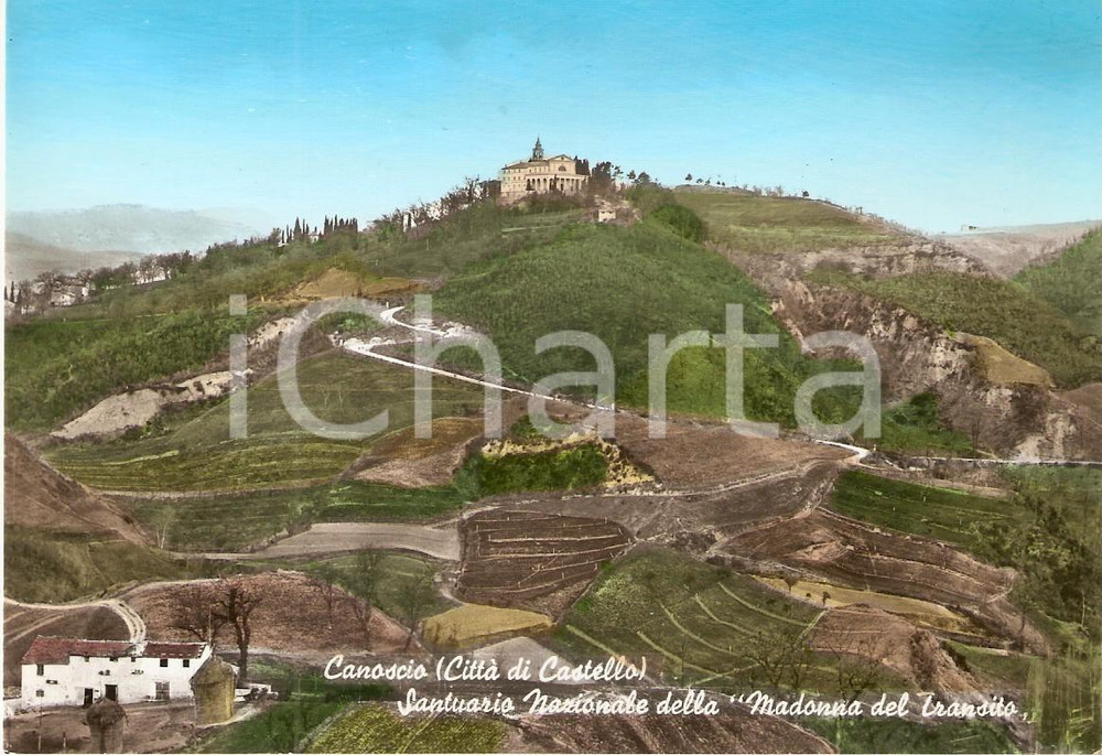 Cartolina originale da collezione 1955 ca CITTA  DI CASTELLO PG Santuario di CANOSCIO Panorama Cartolina FG NV 1