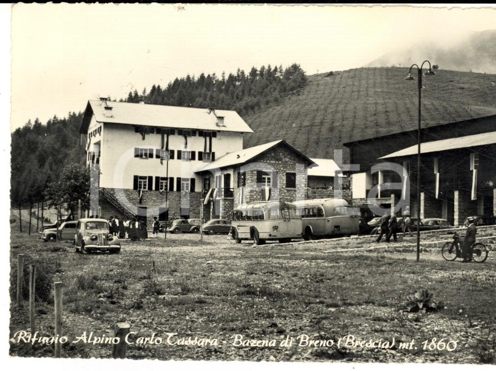 Cartolina originale da collezione 1950 ca BAZENA DI BRENO BS Rifugio Alpino CARLO TASSARA Cartolina ANIMATA FG 1