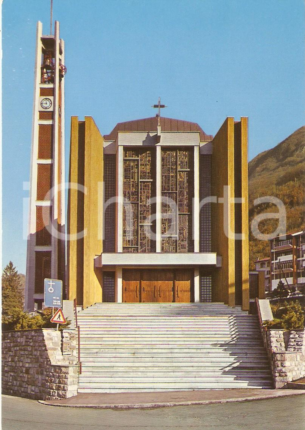 Cartolina originale da collezione 1980 ca CAMPIONE D ITALIA CO Nuova Chiesa di San Zenone Cartolina FG VG 1