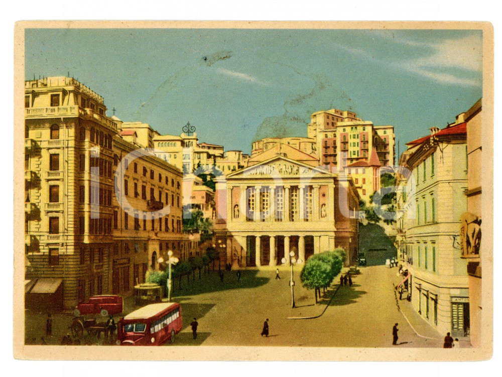 Cartolina originale da collezione 1949 SAVONA Piazza ARMANDO DIAZ e Teatro CHIABRERA Cartolina FG VG 1