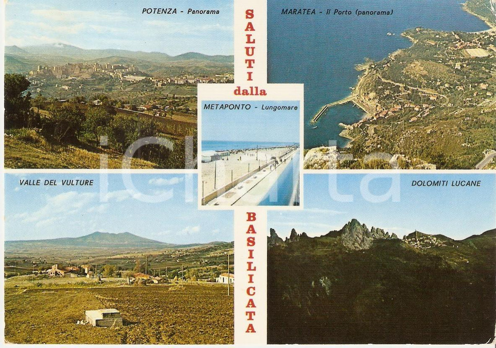 Cartolina originale da collezione 1979 BASILICATA Vedutine Dolomiti lucane e Valle del Vulture Cartolina FG VG 1